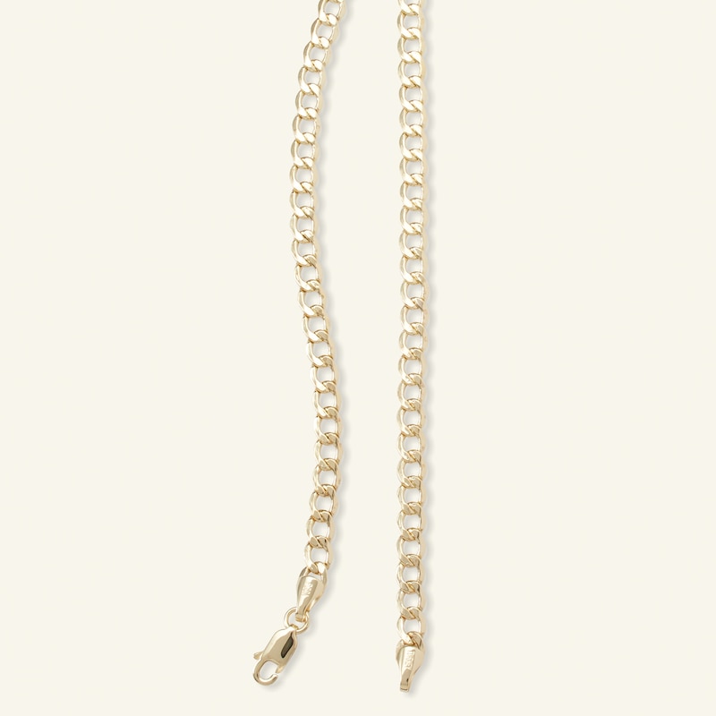 100 Gauge Curb Chain Necklace in 10K Hollow Gold - 26"