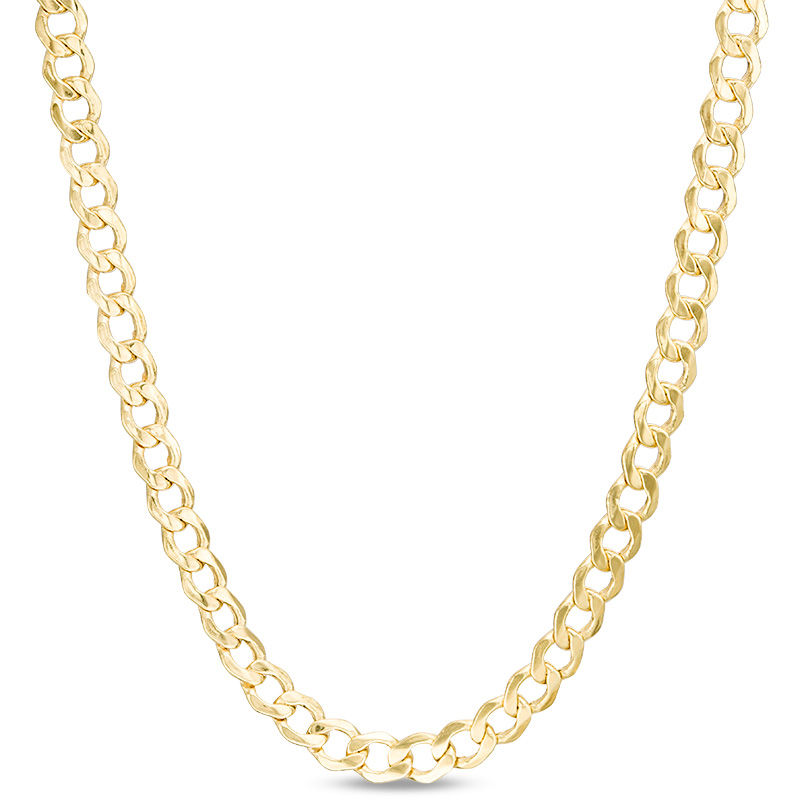 120 Gauge Hollow Diamond-Cut Curb Chain Necklace in 14K Gold - 24"