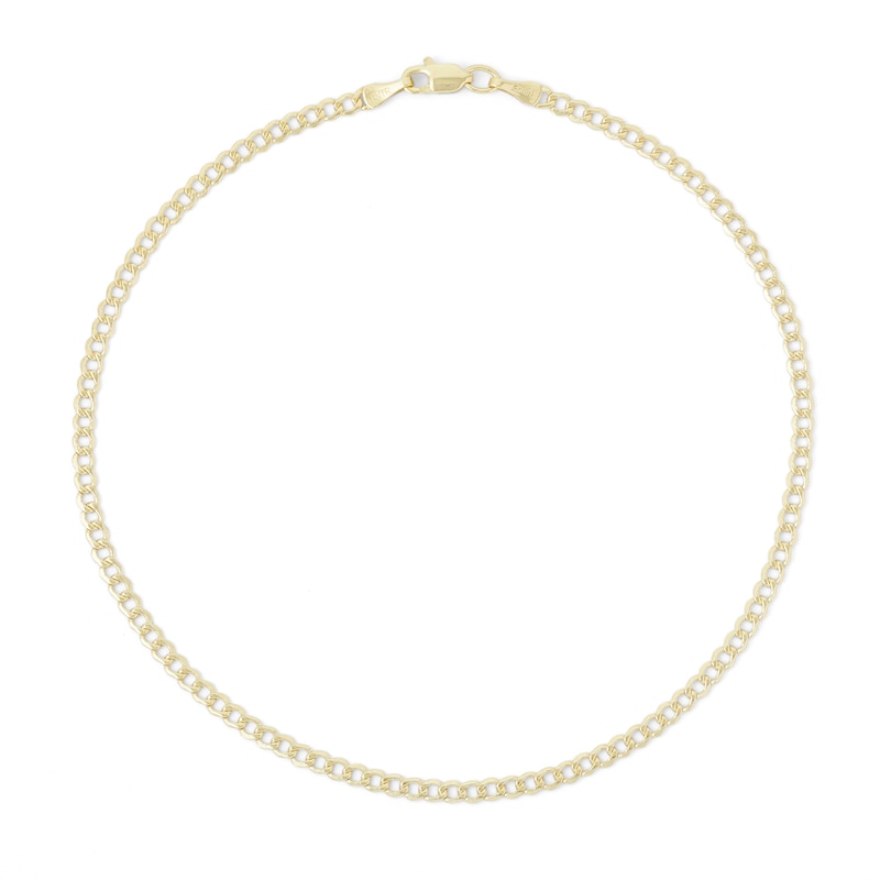 10K Hollow Gold Curb Chain Anklet
