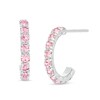 Thumbnail Image 0 of Child's Pink Crystal J-Hoop Earrings in Sterling Silver