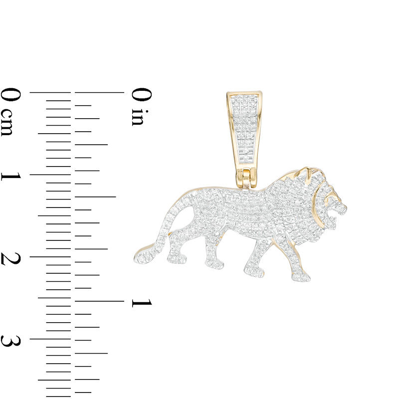 1/3 CT. T.W. Composite Diamond Lion Necklace Charm in 10K Gold