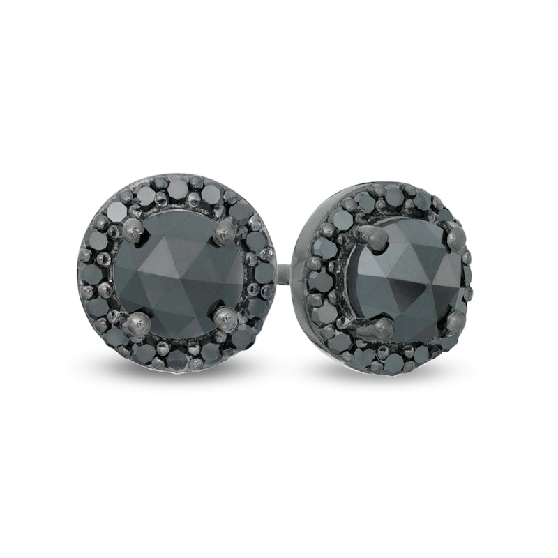 1-1/4 CT. T.W. Black Diamond Frame Stud Earrings in Sterling Silver with Black Rhodium