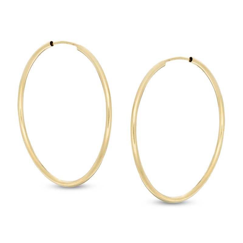 38mm Continuous Tube Hoop Earrings in 10K Gold