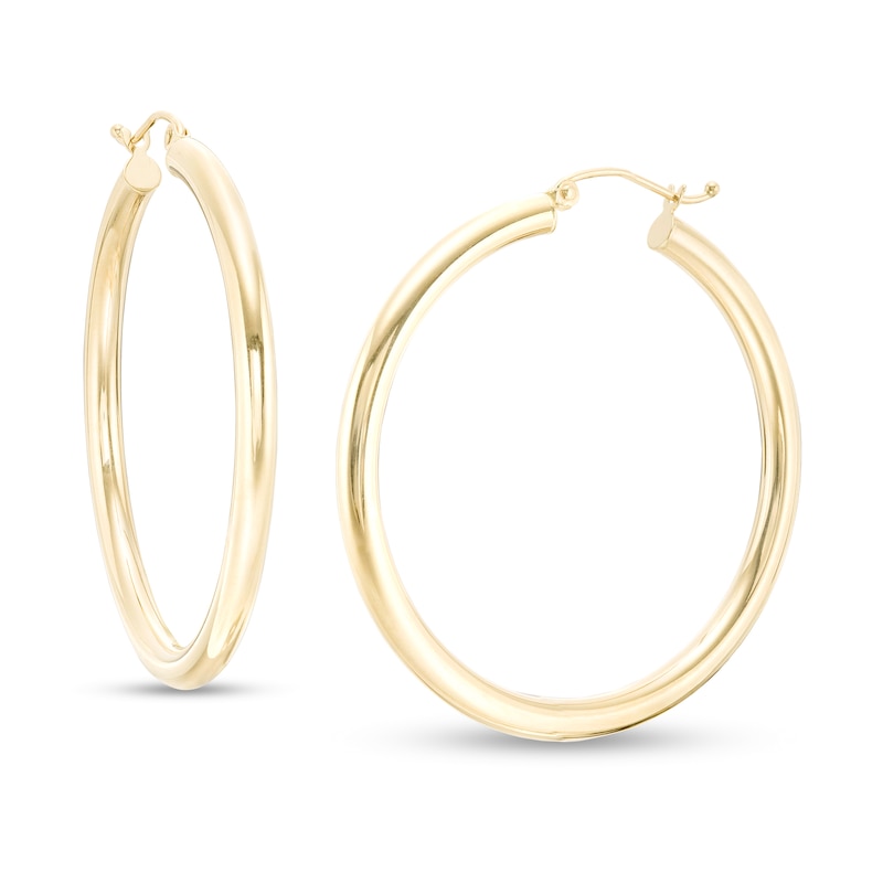 40mm Hoop Earrings in 14K Tube Hollow Gold