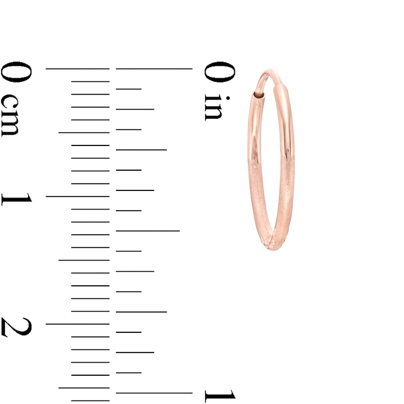14K Tube Hollow Rose Gold Multi-Finish Continuous Hoops