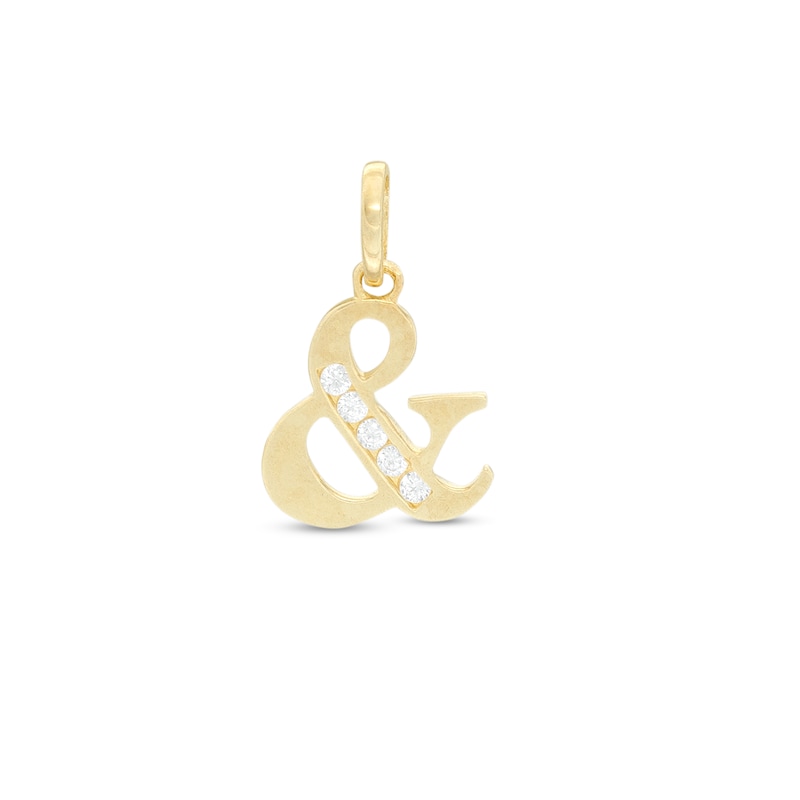 Cubic Zirconia "&" Symbol Necklace Charm in 10K Gold