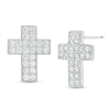 Thumbnail Image 0 of Cubic Zirconia Cluster Cross Stud Earrings in Sterling Silver