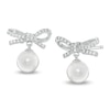 Thumbnail Image 0 of 7mm Cultured Freshwater Pearl and Cubic Zirconia Bow Drop Earrings in Sterling Silver