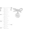 Thumbnail Image 1 of 7mm Cultured Freshwater Pearl and Cubic Zirconia Bow Drop Earrings in Sterling Silver