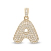 Thumbnail Image 0 of Cubic Zirconia Puffed "A" Necklace Charm in 10K Semi-Solid Gold