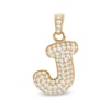 Thumbnail Image 0 of Cubic Zirconia Puffed "J" Necklace Charm in 10K Semi-Solid Gold