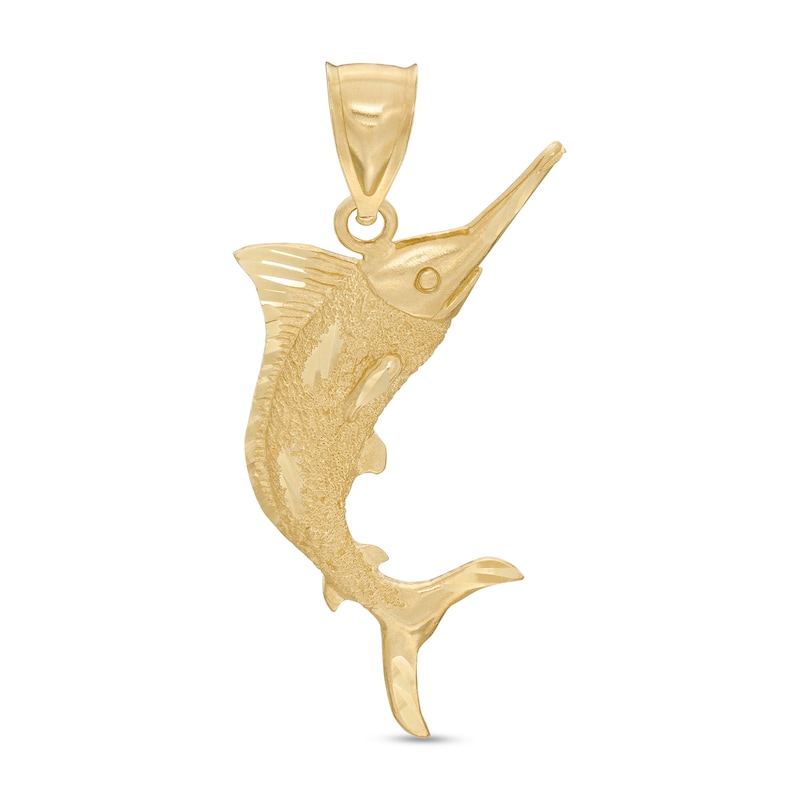 Marlin Fish Necklace Charm in 10K Gold