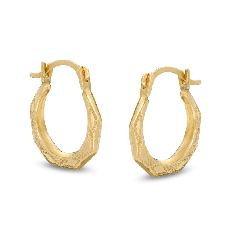 Child's Textured Geometric Hoop Earrings in 10K Gold