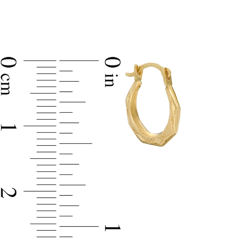 Child's Textured Geometric Hoop Earrings in 10K Gold