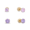 Thumbnail Image 0 of Child's 4mm Pink and Purple Cubic Zirconia Reversible Stud Earrings Set in 14K Gold