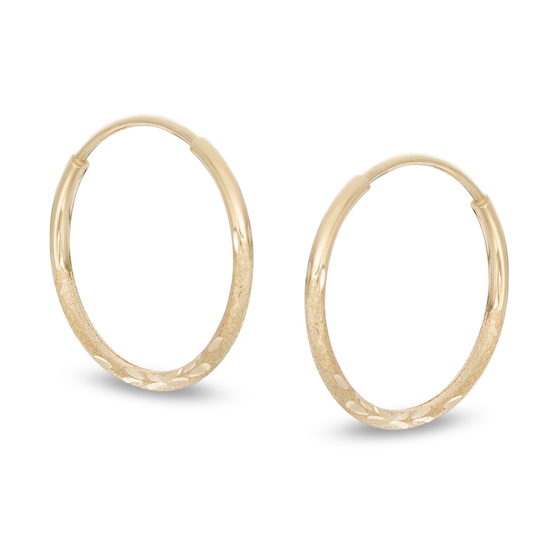 14K Tube Hollow Gold Multi-Finish Continuous Hoops