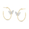 Thumbnail Image 0 of Cubic Zirconia Butterfly Hoop Earrings in 10K Gold