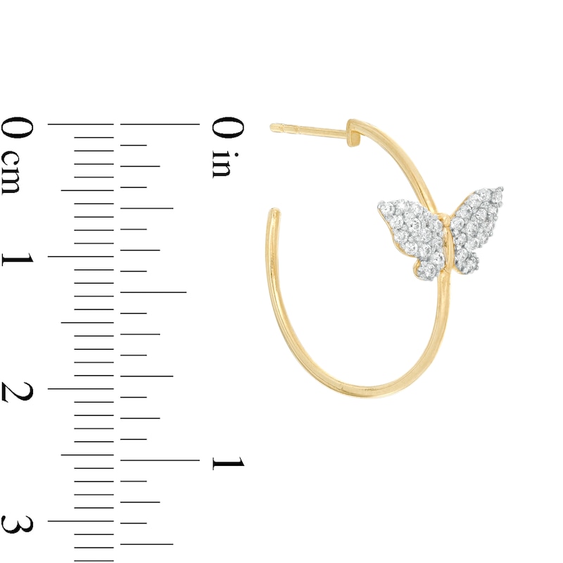 Cubic Zirconia Butterfly Hoop Earrings in 10K Gold