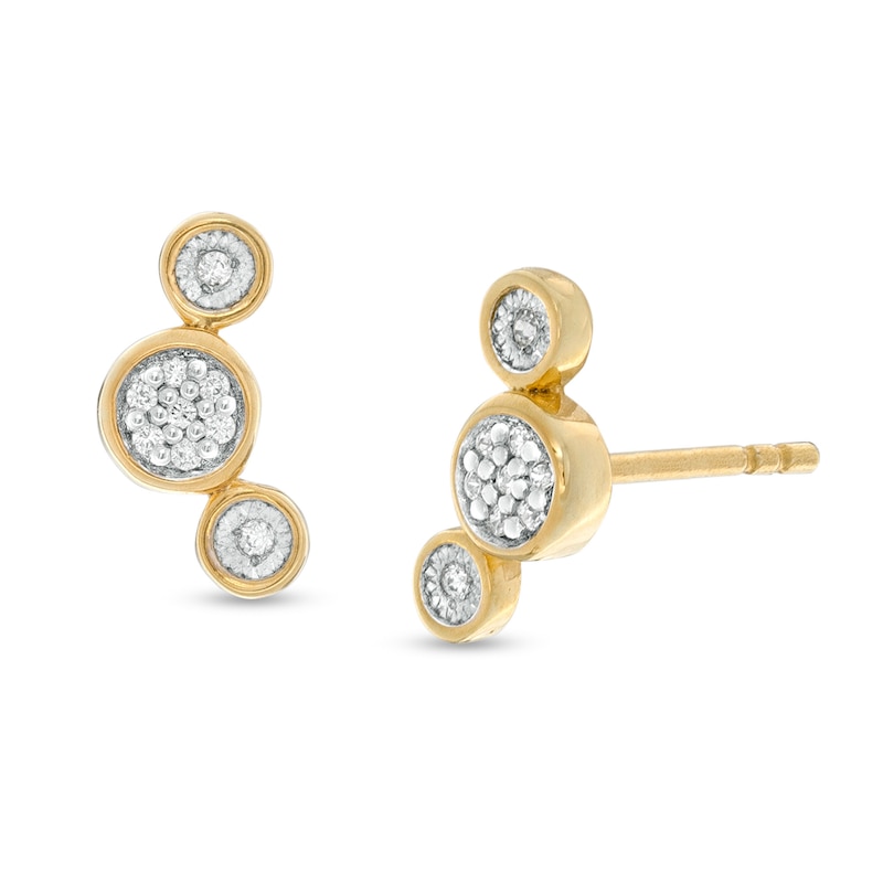 1/20 CT. T.W. Composite Diamond Three Stone Stud Earrings in 10K Gold