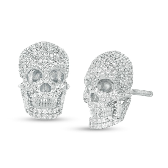 Rose gold mirrored skull stud earrings