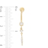 Thumbnail Image 1 of 014 Gauge Cubic Zirconia Bezel-Set Dangle Belly Button Ring in 10K Gold