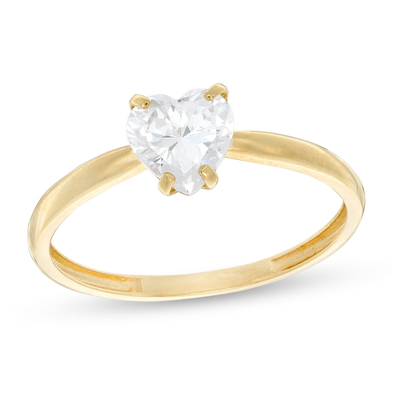 10KT Yellow Gold Round Shaped Cubic Zirconia Ring