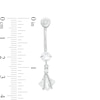 Thumbnail Image 1 of 10K Semi-Solid White Gold CZ Square and Round Flower Rope Dangle Belly Button Ring - 14G