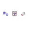 Thumbnail Image 0 of 018 Gauge Princess-Cut Purple and Round Pink Cubic Zirconia Cartilage Barbell Set in Stainless Steel and Purple IP