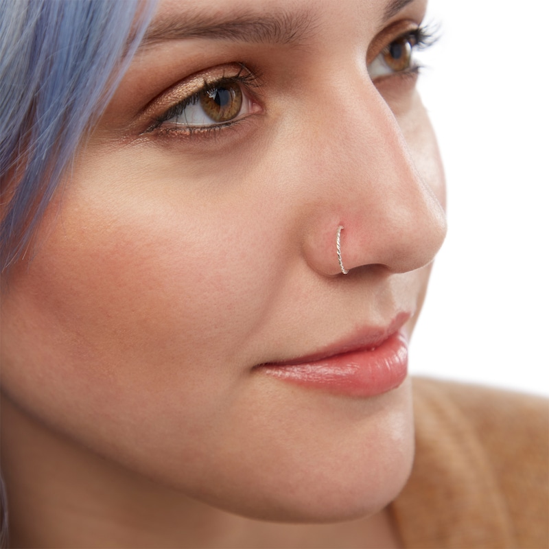 Semi-Solid Sterling Silver Textured Three Piece Nose Ring Set - 22G 3/8"