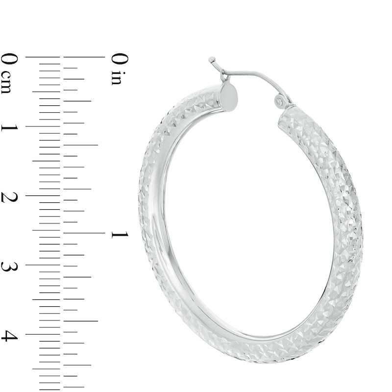40mm Diamond-Cut Tube Hoop Earrings in 14K White Gold