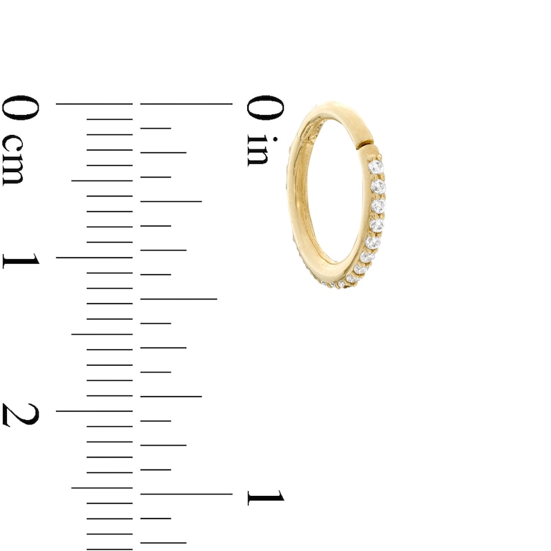 10K Solid Gold CZ Lined Clicker Hoop - 20G