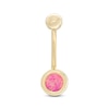 Thumbnail Image 0 of 014 Gauge Pink Simulated Opal Bezet-Set Belly Button Ring in 10K Gold