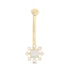 Thumbnail Image 0 of 016 Gauge Simulated Opal and Cubic Zirconia Starburst Belly Button Ring in 10K Gold