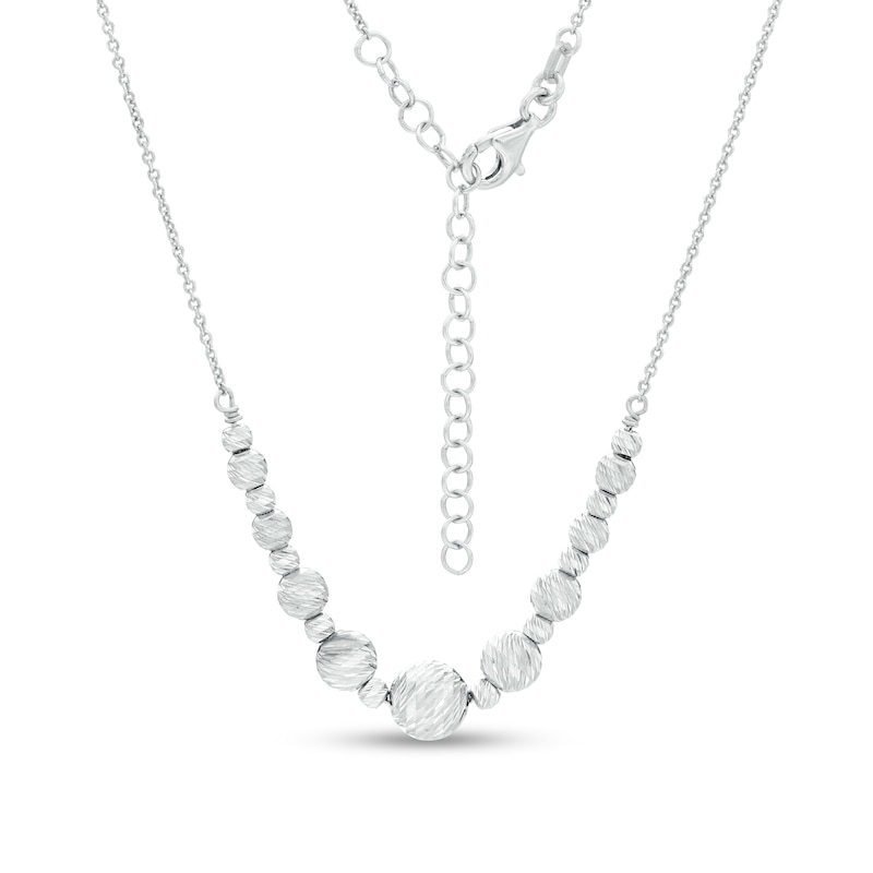 Diamond-Cut Round Multi-Bead Row Necklace in Sterling Silver