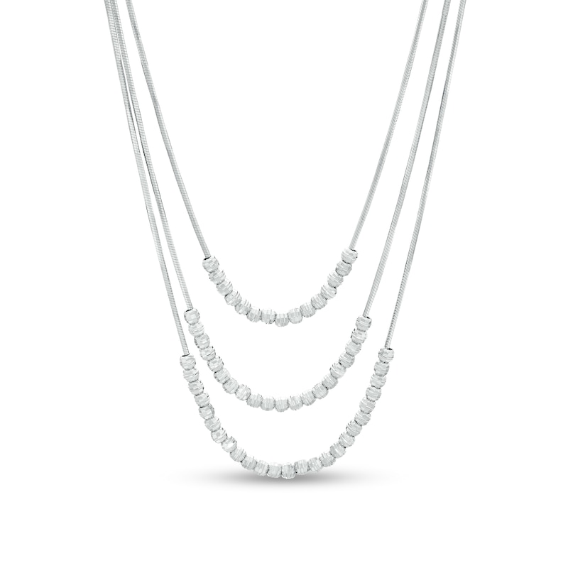 Made in Italy Diamond-Cut Beaded Triple Strand Necklace in Sterling Silver