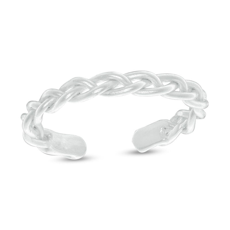 Adjustable Braided Toe Ring in Sterling Silver