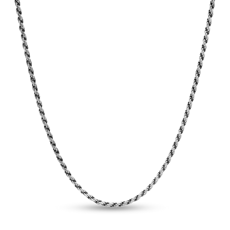 040 Gauge Oxidized Rope Chain Necklace in Sterling Silver - 20"