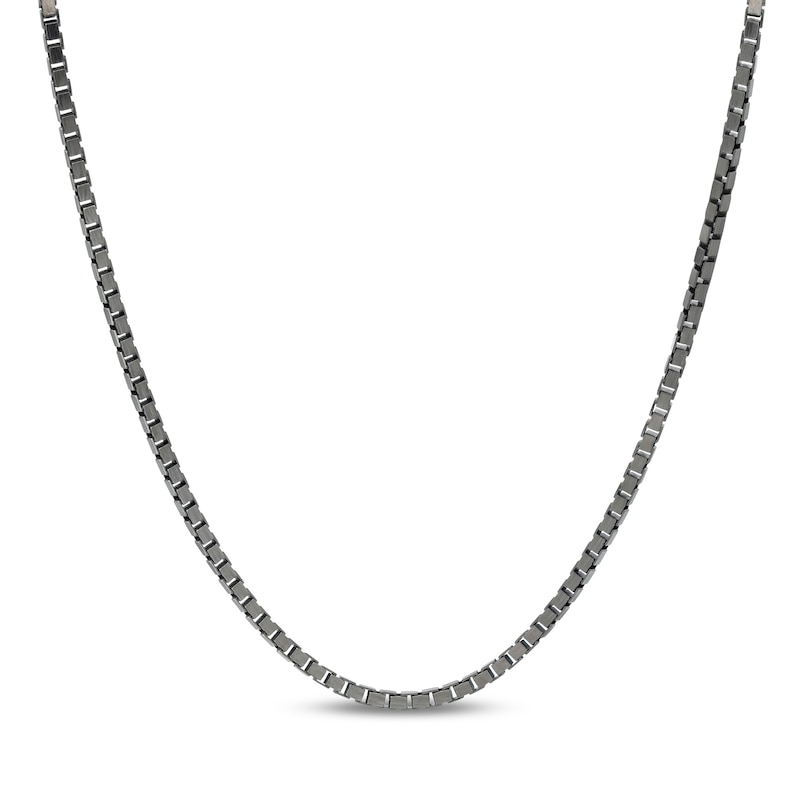 150 Gauge Oxidized Box Chain Necklace in Sterling Silver - 24"