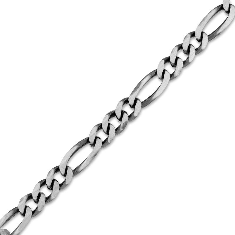 100 Gauge Oxidized Figaro Chain Bracelet in Sterling Silver - 8.5"