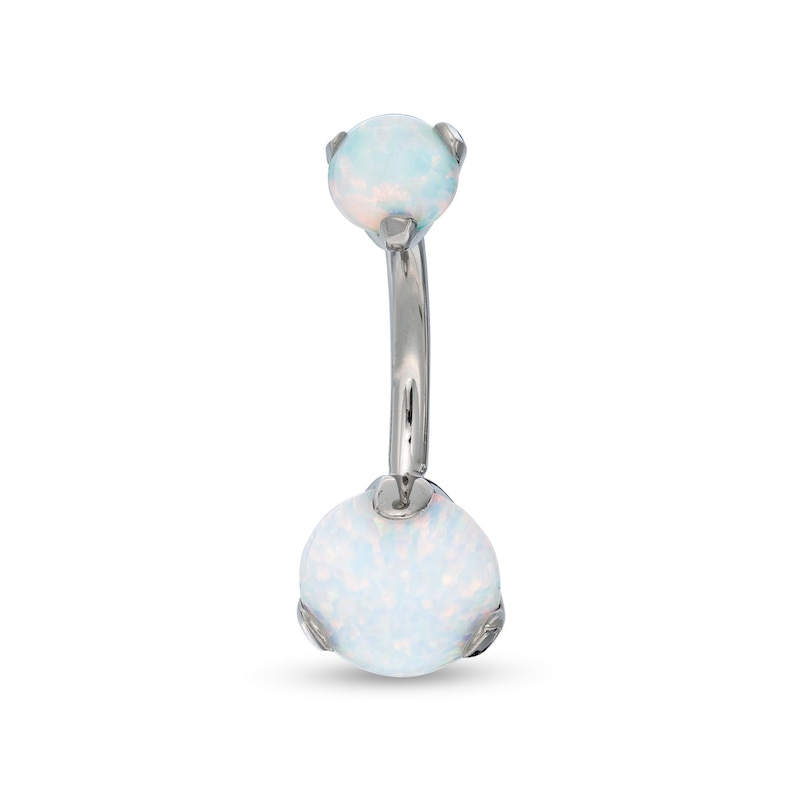 Titanium Lab-Created Opal Belly Button Ring - 14G 7/16"