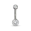 Thumbnail Image 0 of 014 Gauge 6mm Crystal Belly Button Ring in Titanium - 7/16"