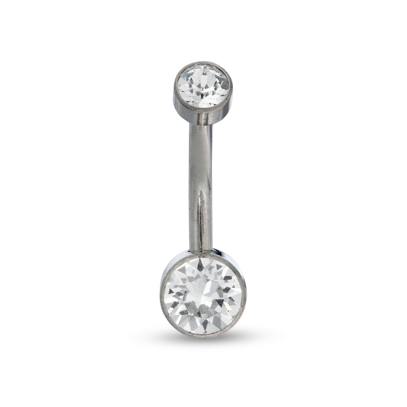 014 Gauge 6mm Crystal Belly Button Ring in Titanium - 7/16