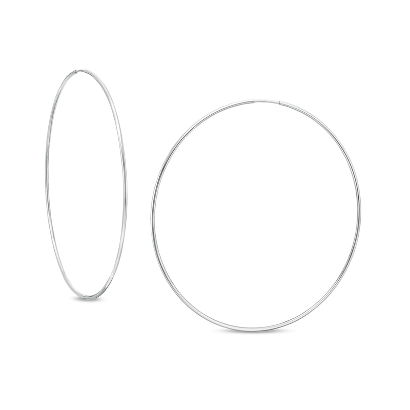 70mm Continuous Tube Hoop Earrings in Hollow Sterling Silver