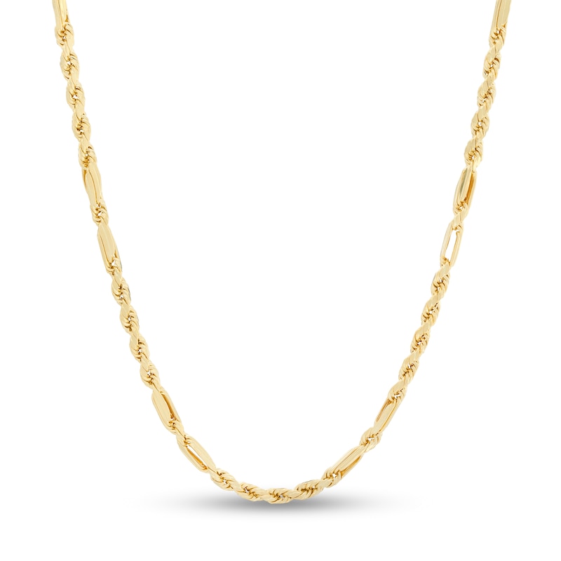 021 Gauge Hollow Figarope Chain Necklace in 10K Gold - 18"