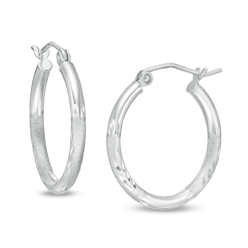 20mm Multi-Finish Tube Hoop Earrings in Hollow Sterling Silver