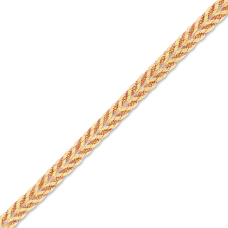 014 Gauge Rope Chain Double Row Bracelet in 10K Two-Tone Gold - 7.5"