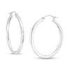 Thumbnail Image 0 of 30mm Diamond-Cut Outer Edge Square Tube Hoop Earrings in Hollow Sterling Silver