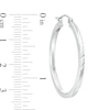 Thumbnail Image 1 of 30mm Diamond-Cut Outer Edge Square Tube Hoop Earrings in Hollow Sterling Silver
