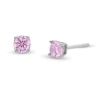 Thumbnail Image 0 of 4mm Pink Cubic Zirconia Solitaire Stud Earrings in Solid Sterling Silver