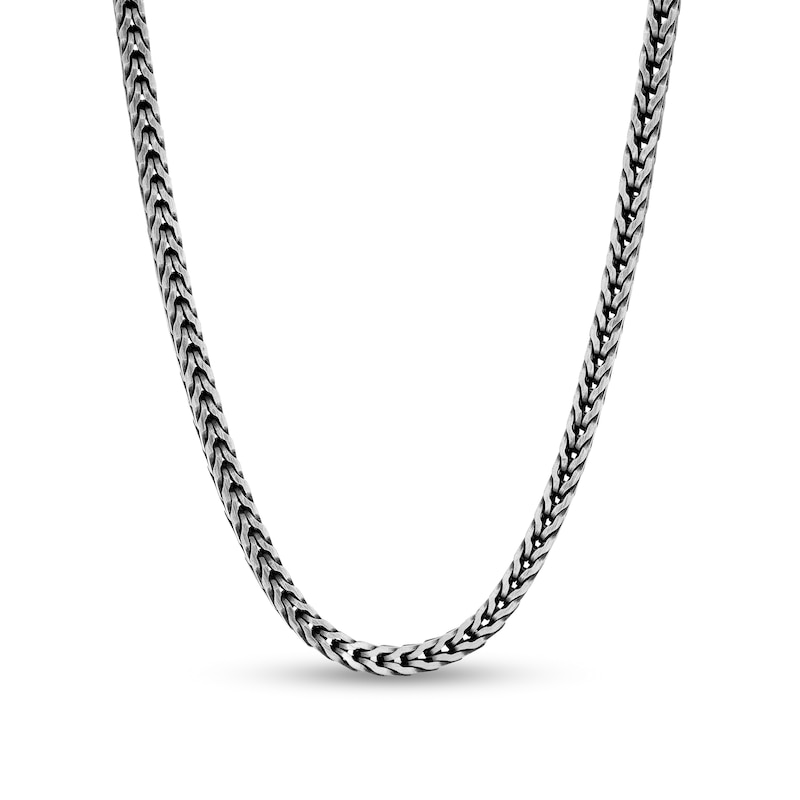 430 Gauge Oxidized Foxtail Chain Necklace in Sterling Silver - 26"
